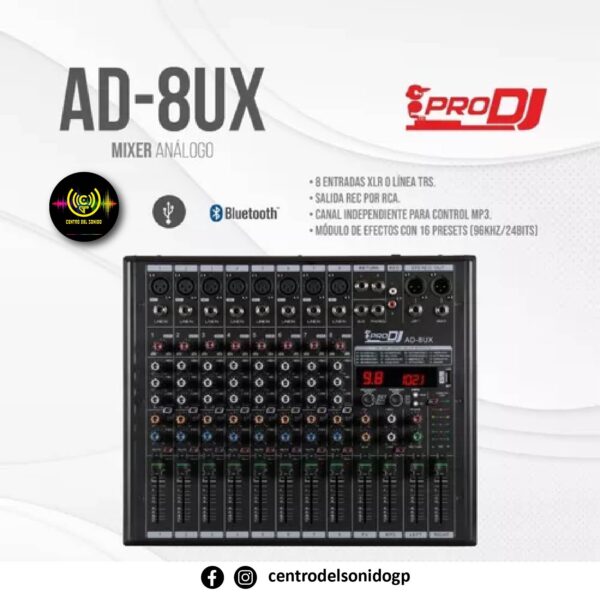 mezclador ad 8ux prodj