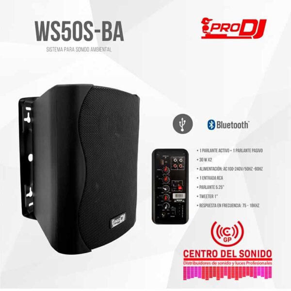 sistema pro dj ws50s ba sonido ambiental 2 parlantes