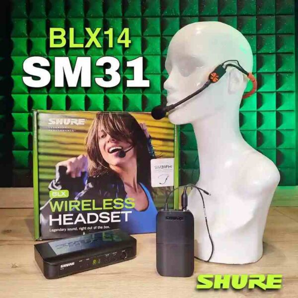 microfono shure de diadema inalambrico blx14/sm31