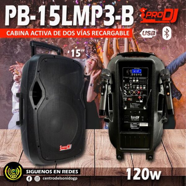 cabina activa recargable pb 15lmp3 b pro dj