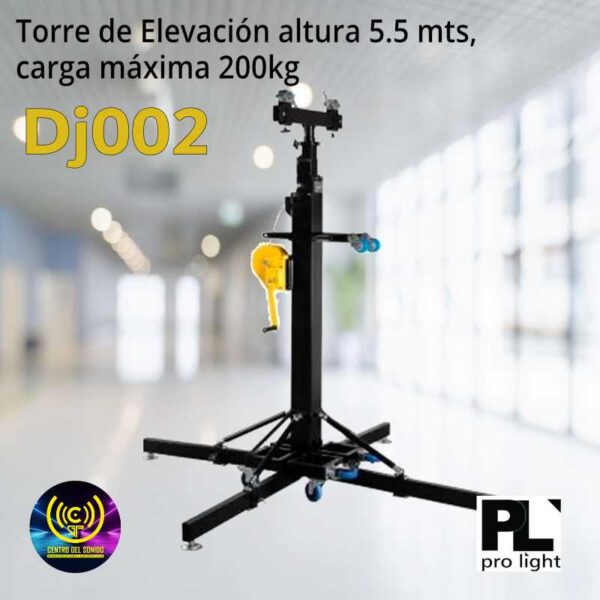 torre de elevación altura 5.5 mts, carga máxima 200kg dj002 prolight