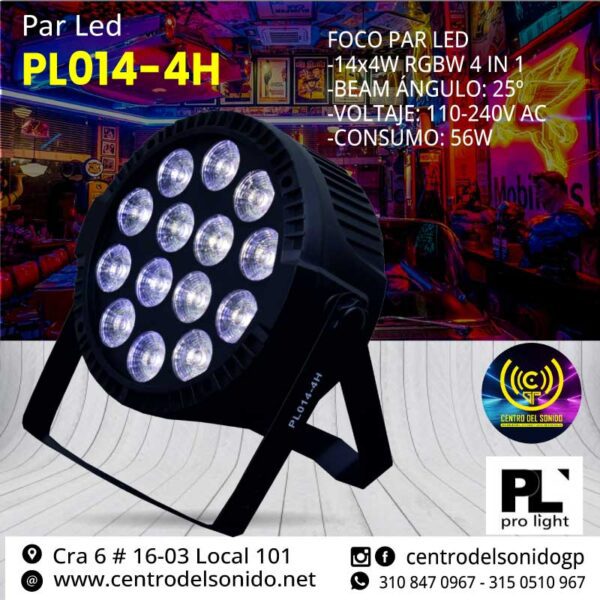 par led pl014 4h par led 14x4w rgb 4 in 1 led prolight