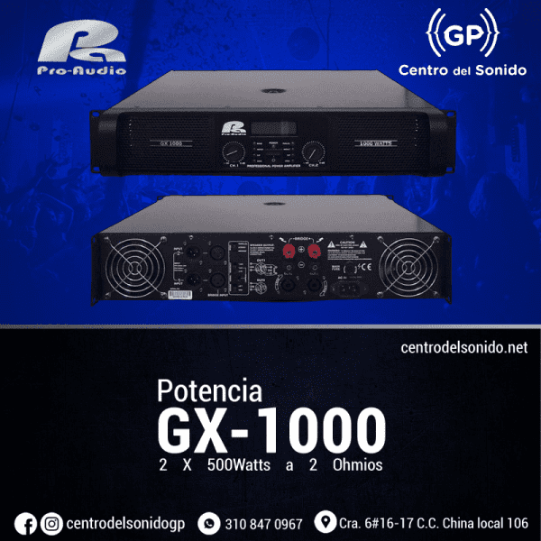 Amplificador-pro-audio-gx1000 potencia pro audio gx1000 de 1000watt