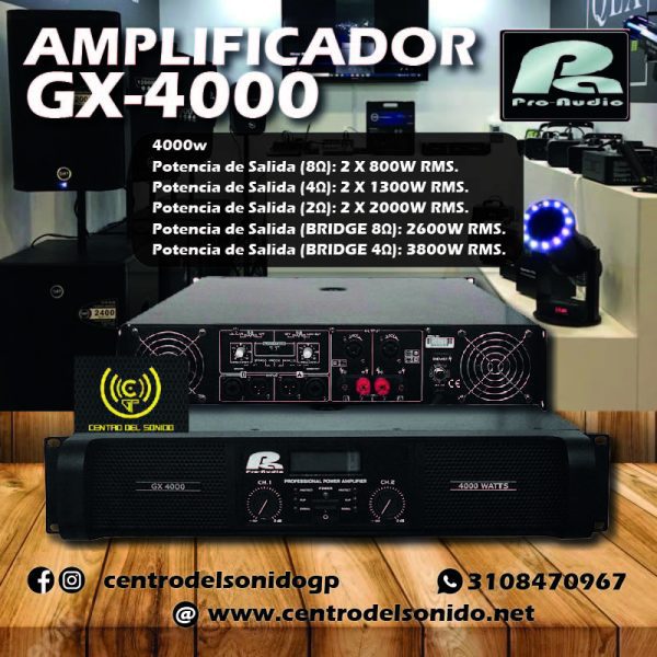 potencia pa proaudio gx4000 de 4000watt potencia pa proaudio gx4000 de 4000watt