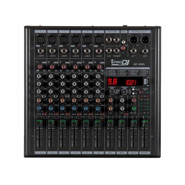 consola autoamplificada prodj ad 6ma de 6 canales 280watt