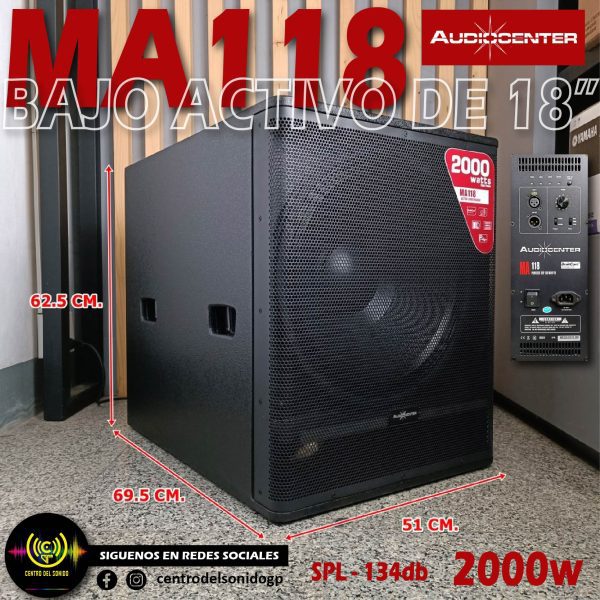 audiocenter ma118 bajo activo 2000w 134 db audiocenter ma118 bajo activo 2000w 134 db