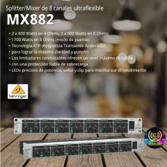 splitter/mixer de 8 canales ultraflexible mx882