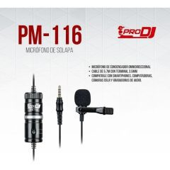 micrófono de solapa pm116 prodj