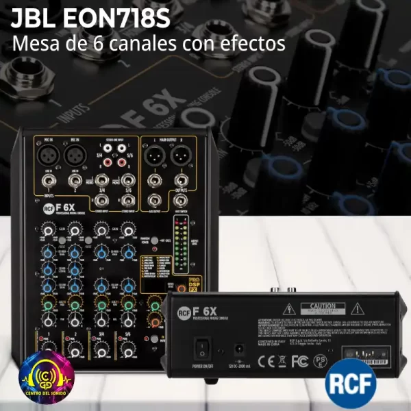 consola de 4 entradas, 6 canales, con salidas xlr o plug 1/4 f6x