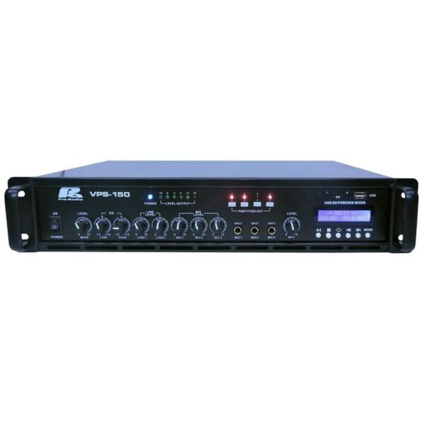 Amplificador de linea con 4 zonas Pa Pro Audio VPS-150 incluye lector de USB, FM, SD