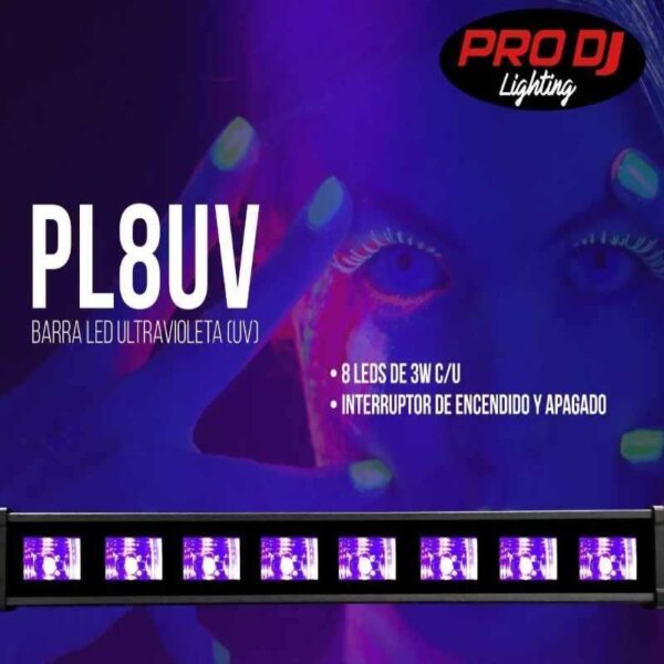 Barra Led Color PL8 UV / Ultravioleta 8 Leds ProDJ