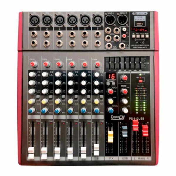 PS-612USB Consola Amplificada De 6 Canales PRO DJ