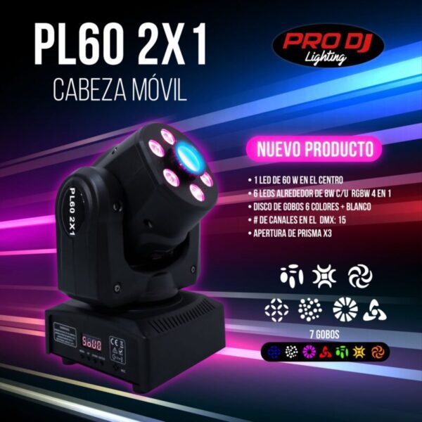 cabeza movil led pl60 2x1 prodj