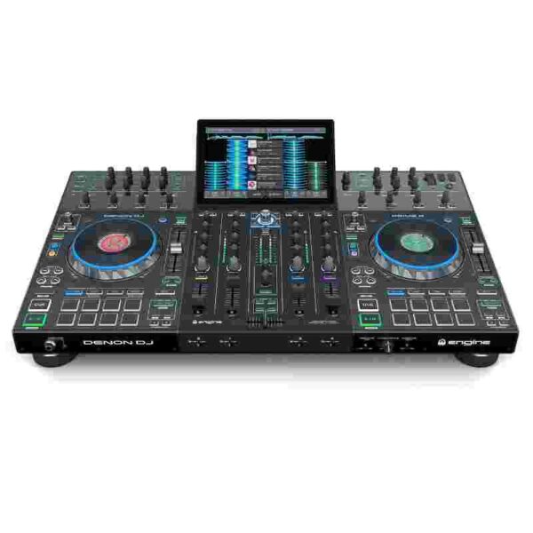 denon dj prime 4 | consola de dj inteligente e independiente de 4 plataformas / con controlador serato dj con mezclador digital integrado de 4 canales y pantalla táctil de 10 pulgadas