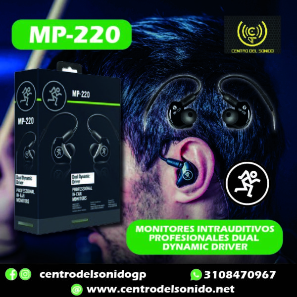 mackie mp 220 auriculares intrauditivos de la serie mp con controladores duales