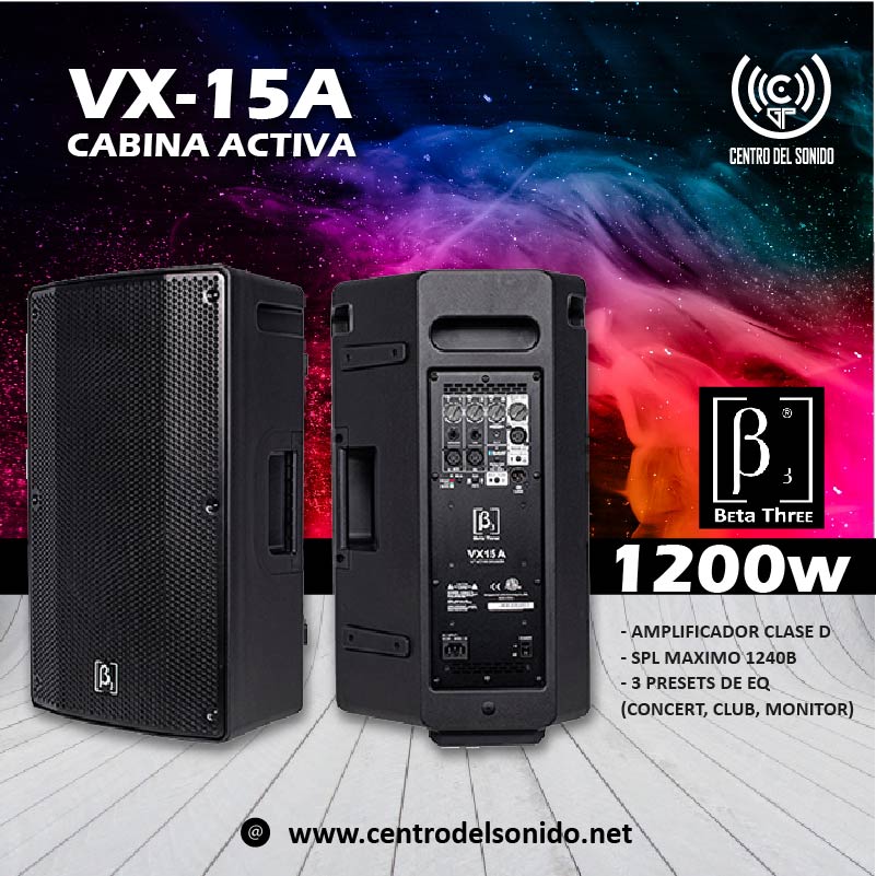 VX12a Altavoz activo de rango completo bidireccional de 12 Beta Three /  Centro del Sonido