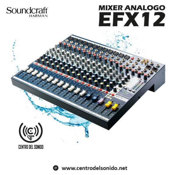 efx12 soundcraft consola mezcladora 12ch + 32 efectos