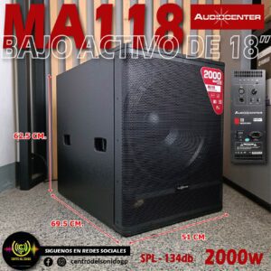 audiocenter ma118 bajo activo 2000w 134 db