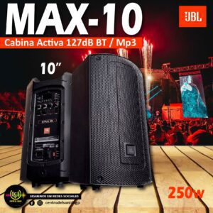 jbl max 10 cabina activa 250w 127db bt / mp3 (copia)