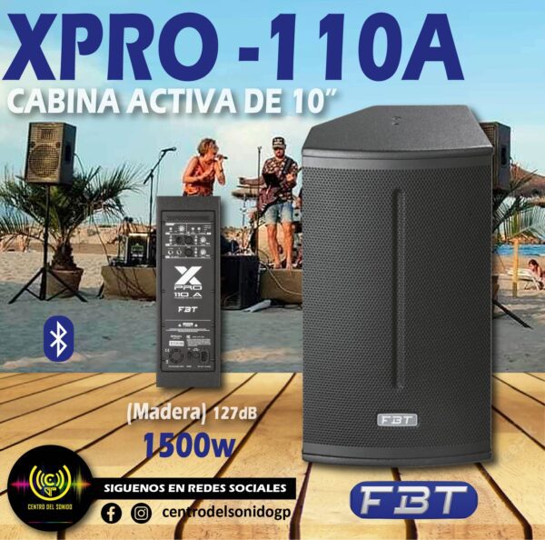 x pro 110a fbt cabina activa 10″ 1500w 127db bluetooth (copia)