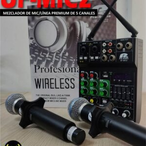 uf mic2 pa pro audio micrófono doble y mezclador de mic/línea premium 5 canales