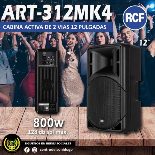 cabina activa rcf art312mk4 de 2 vias 800w