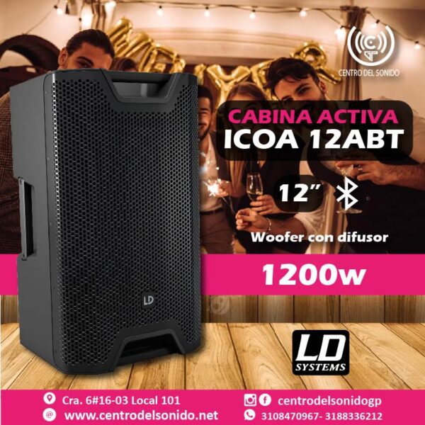 altavoz coaxial activo icoa 12a bt de 12" con bluetooth