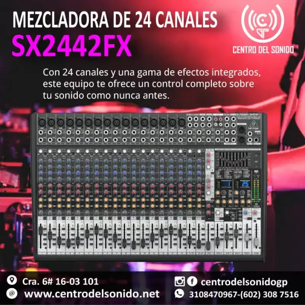 consola behringer sx2442fx mezclador de 24 canales