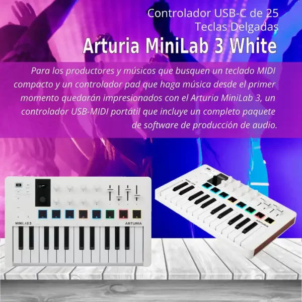 arturia minilab 3 mini controlador usb c de 25 teclas delgadas