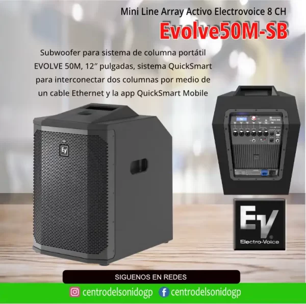 mini line array activo electrovoice evolve50m sb mixer 8 ch