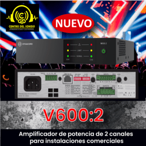 v600:2 amplificador de potencia de 2 canales para instalaciones comerciales