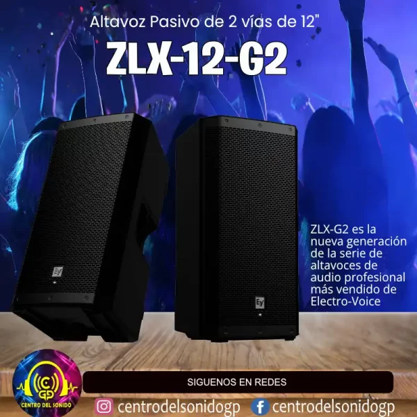 altavoz pasivo de 2 vías de 12" zlx 12 g2