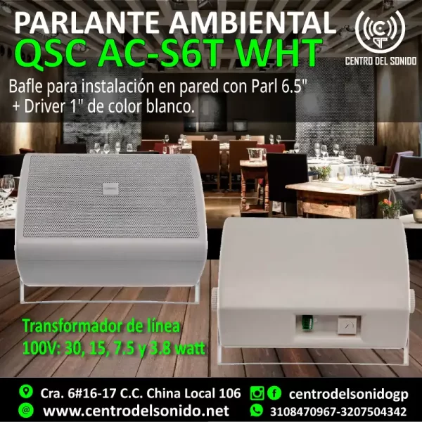 parlante ambiental qsc ac s6t wht