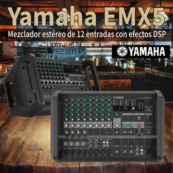 mezclador estéreo de 12 entradas con efectos dsp yamaha emx5