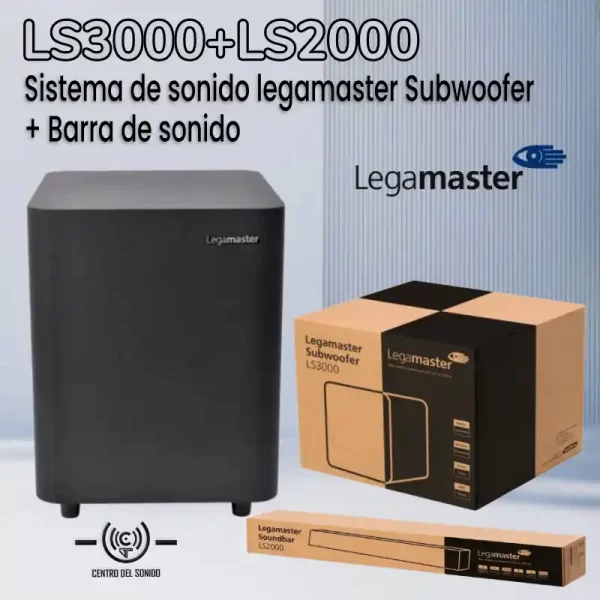 sistema de sonido legamaster subwoofer + barra de sonido ls3000+ls2000