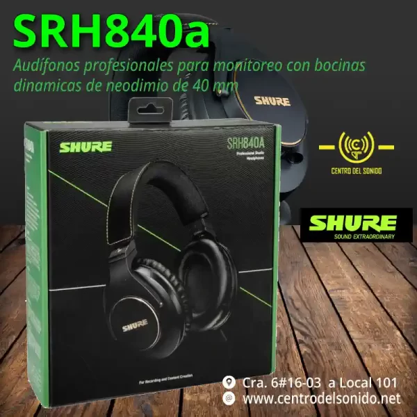 audífonos profesionales para monitoreo srh840a shure