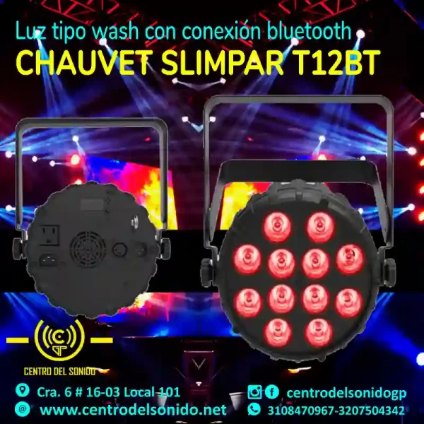 luz tipo wash con conexión bluetooth, chauvet slimpar t12bt