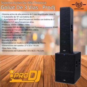 sistema activo de alta potencia goliat de 3 vias prodj