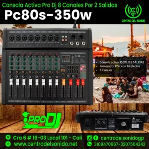 consola activa pro dj 8 canales por 2 salidas pc80s 350w