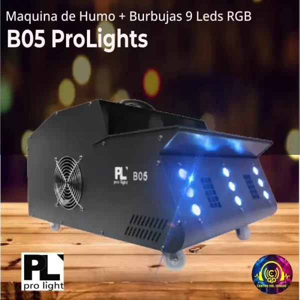 b05 maquina de humo + burbujas pl pro light 9 leds rgb