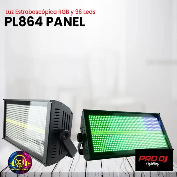 luz estroboscópica pl864 panel rgb y 96 leds