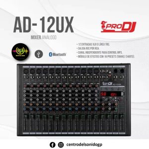 consola ad12ux mixer análogo con bluetooth prodj