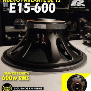 parlante pa pro audio e15 600 de 15 pulg