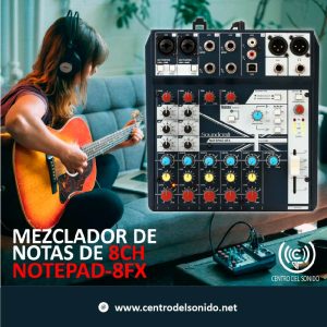 consola con interfaz soundcraft notepad 8fx