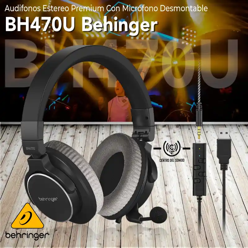 audifonos estereo premium con micrófono desmontable bh470u behinger