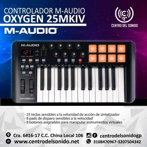 controlador midi oxygen 25 iv m audio