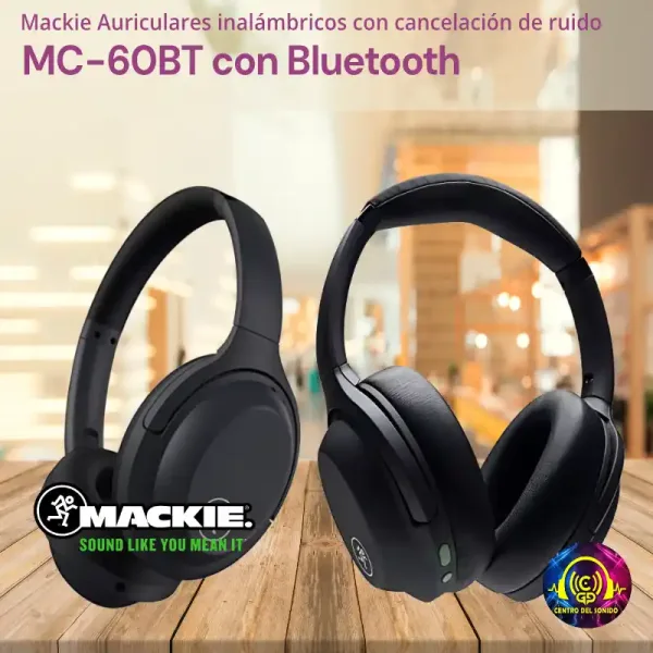 mackie auriculares inalámbricos con cancelación de ruido mc 60bt con bluetooth