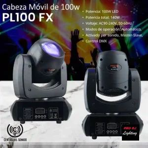 cabeza móvil de 100w pl100 fx prodj lighting