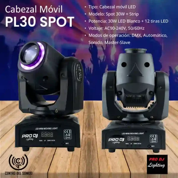 cabezal móvil pl30 spot de pro dj lighting