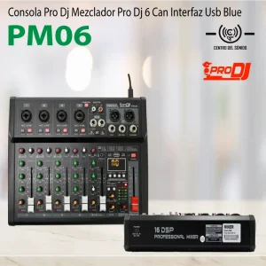 consola pro dj pm06 mezclador pro dj 6 can interfaz usb blue